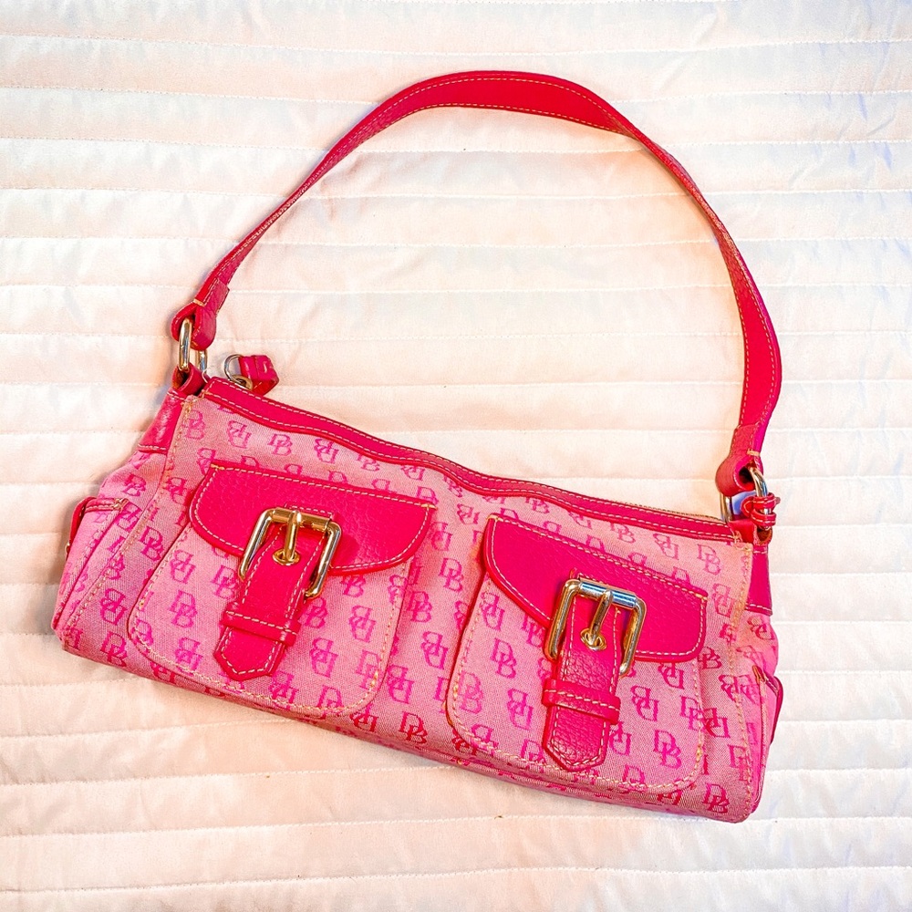 Dooney and bourke pink monogram shoulder bag